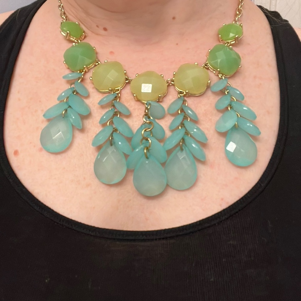 LOFT/JCrew necklace. greens and turquoise stones.